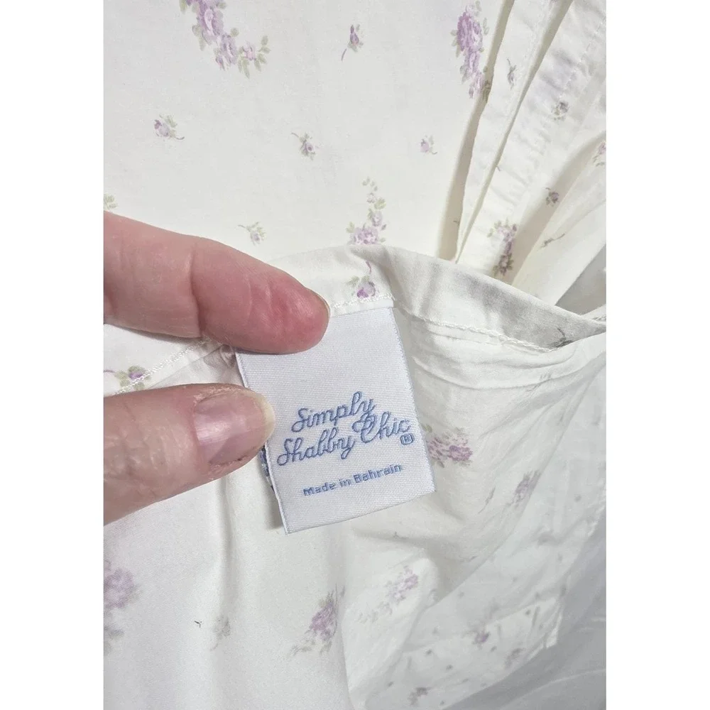 Simply Shabby Chic Flat Full Sheet Purple Floral Lavender Calico Cotton